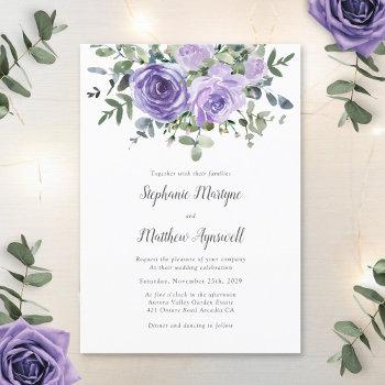dusty purple eucalyptus botanical wedding invitation