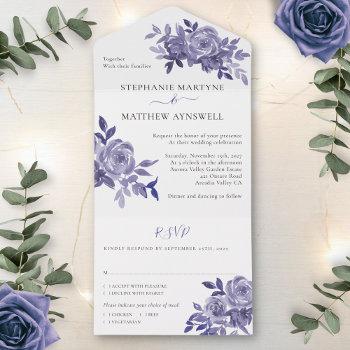 Small Dusty Purple Floral Roses Foliage Wedding All In One Front View
