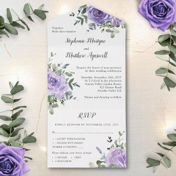 Small Dusty Purple Rose Eucalyptus Botanical Wedding All In One Front View