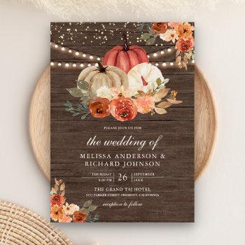 Small Earthy Burnt Orange Floral Pumpkin Wood Wedding Front View
