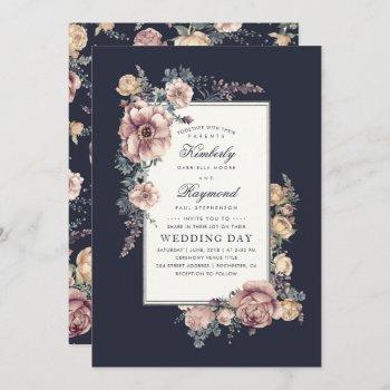 Small Earthy Dusty Rose And Navy Blue Floral Wedding Front View