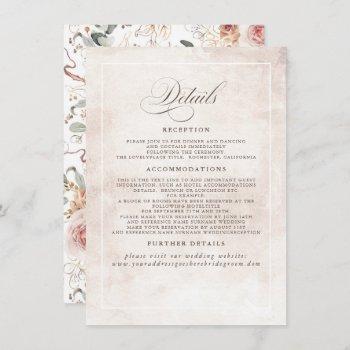Small Earthy Shade Flowers Elegant Boho Wedding Details Enclosure Card Front View