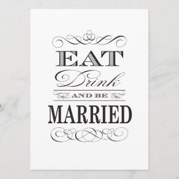 Small Eat Drink And Be Married Black And White Front View