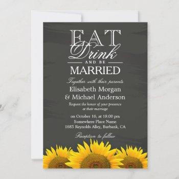 Small Eat Drink And Be Married Chalkboard Sunflowers Front View