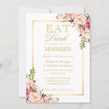 Small Eat Drink And Be Married Chic Gold Floral Wedding Front View