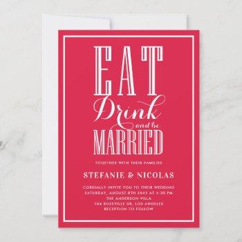 Small Eat, Drink And Be Married Crimson Wedding Front View