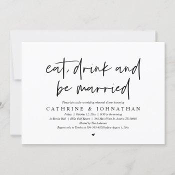 eat, drink and be married wedding rehearsal dinner invitation