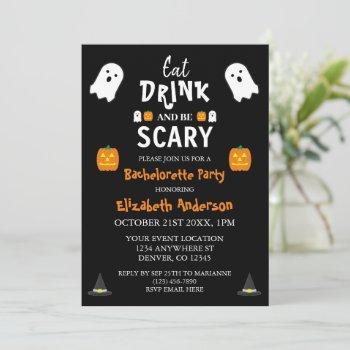 eat, drink and be scary halloween bachelorette invitation