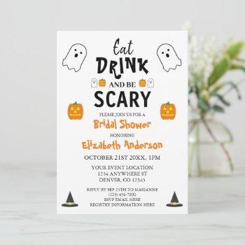 eat, drink and be scary halloween bridal shower invitation
