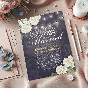 eat drink & be married flower string light wedding invitation
