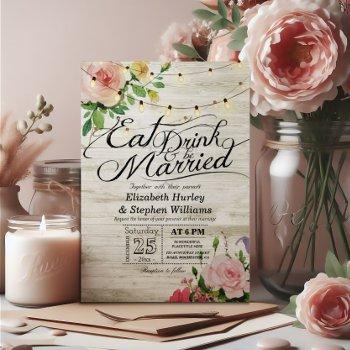 Small Eat Drink & Be Married Rustic Floral Light Wedding Front View