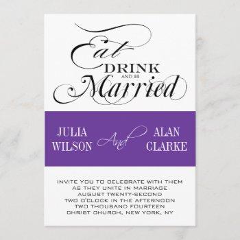 Small Eat, Drink, Be Married Wedding  Purple Front View
