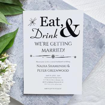 eat drink getting married casual backyard wedding invitation