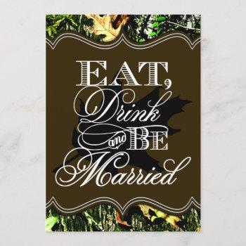 Small Eat Drink Married Hunting Camo Wedding Front View
