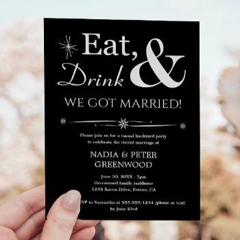 eat drink we got married elopement casual party invitation