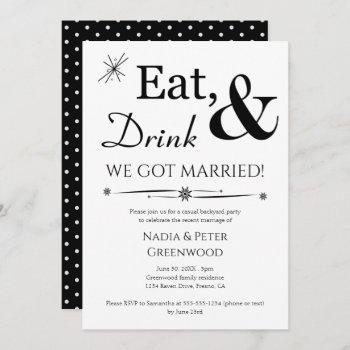 eat drink we got married elopement party invitation