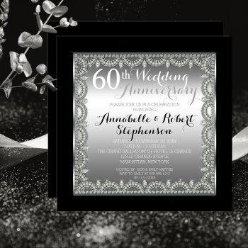 elegant 60th silver and diamonds anniversary invitation