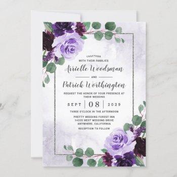 Small Elegant Airy Boho Floral Purple And Silver Wedding Front View