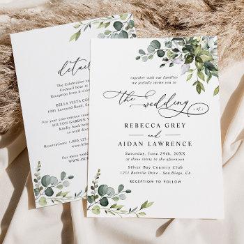 Small Elegant All In One Watercolor Greenery Wedding Front View