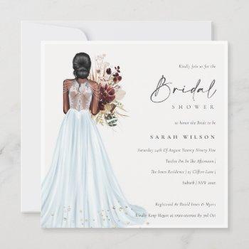 Small Elegant Aqua Wedding Gown Baby Shower Invite Front View
