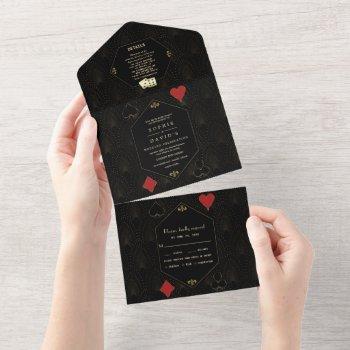 elegant art deco gatsby casino vegas poker wedding all in one invitation