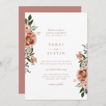 elegant autumn botanical floral wedding invitation