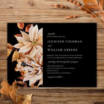 elegant autumn watercolor floral wedding invitation
