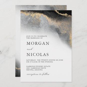 Small Elegant Black And Gold Marbled Opulence Wedding Front View