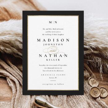 elegant black and gold wedding invitation
