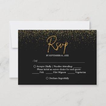 Small Elegant Black And Gold Wedding Rsvp Front View