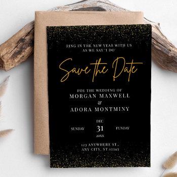 elegant black and gold wedding save the date
