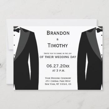 elegant black and white gay wedding invitations