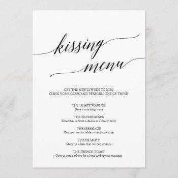 elegant black calligraphy kissing menu invitation