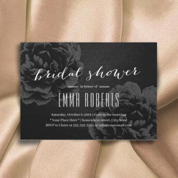 elegant black floral bridal shower invitation
