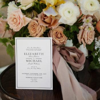elegant black & white classic script wedding invitation
