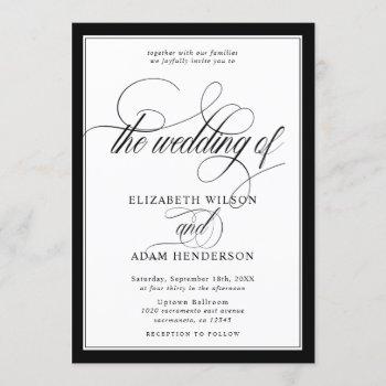 elegant black & white classic wedding invitation