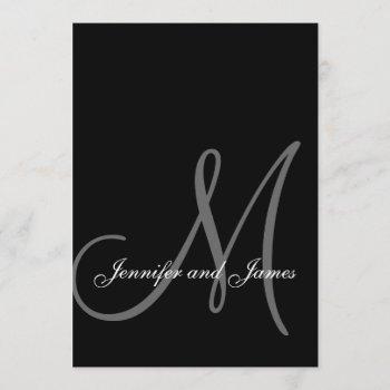 elegant black white wedding invitations initial