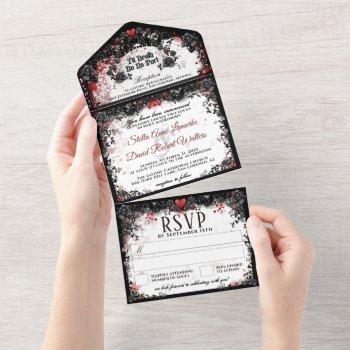 elegant blood splatter halloween wedding all in on all in one invitation