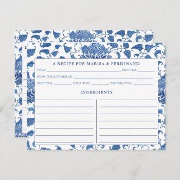 elegant blue and white china pattern recipe card