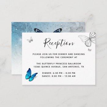 Small Elegant Blue Butterfly Details Enclosure Card Front View