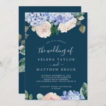 elegant blue hydrangea | navy the wedding of invitation