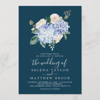 elegant blue hydrangea | navy the wedding of invitation