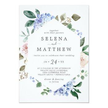 Small Elegant Blue Hydrangea | White Casual Wedding Front View