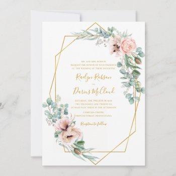 elegant blush floral | traditional wedding invitation