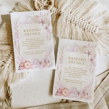 Small Elegant Blush Lavender Ocean Beach Wedding Details Enclosure Card Front View