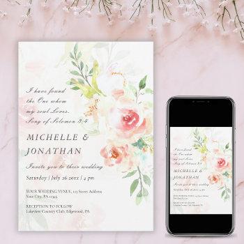 elegant blush pink floral christian wedding invitation