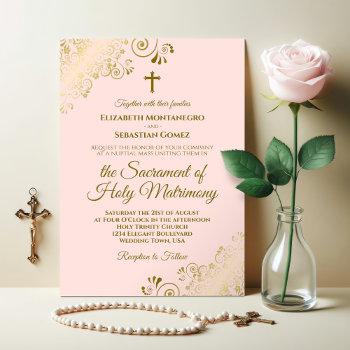 Small Elegant Blush Pink & Gold Modern Catholic Wedding Front View