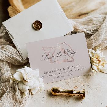 elegant blush & rose gold conch wedding save the date