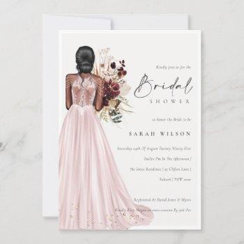 elegant blush wedding gown bridal shower invite