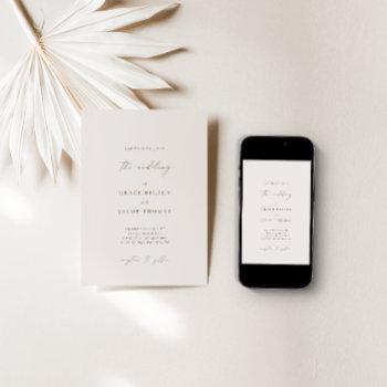elegant bohemian ivory minimalist wedding  invitation